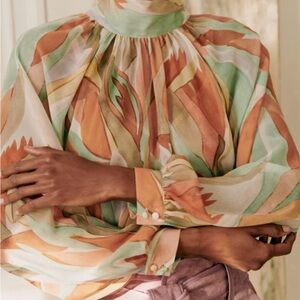 Sezane Solange Blouse in Leaves